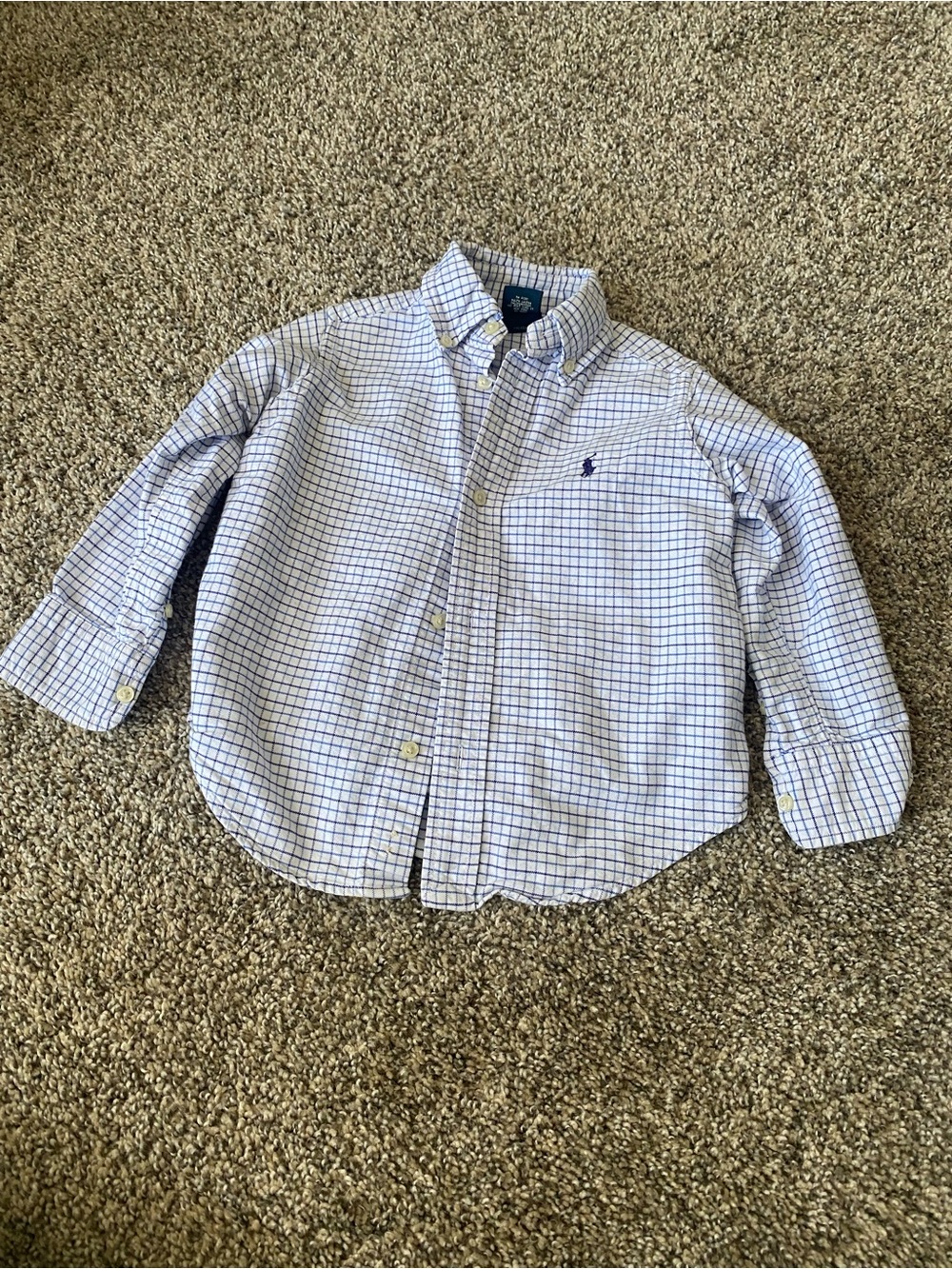 Ralph Lauren Blue Plaid Button-Down Shirt for Kids - 2T